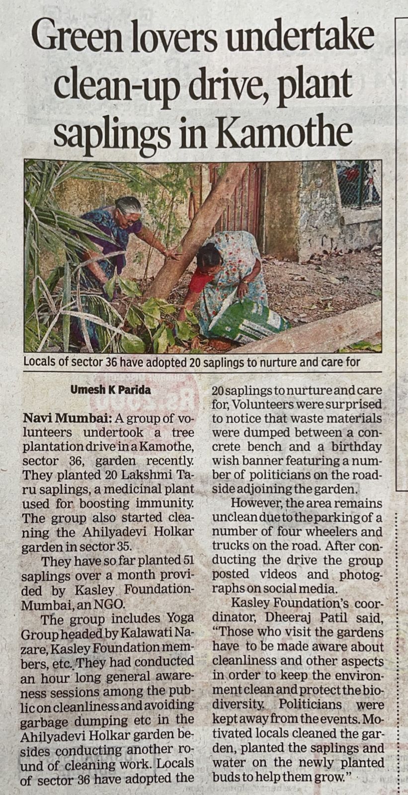 Green lovers undertake clean-up drive, plant sapli